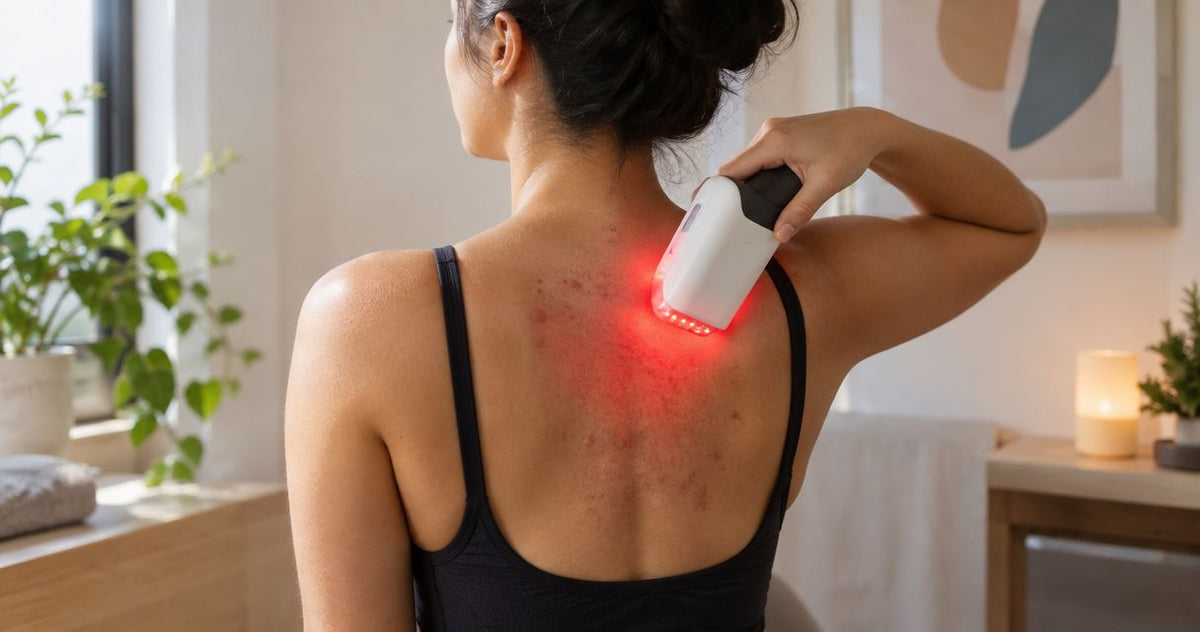 Red light therapy for back acne scars