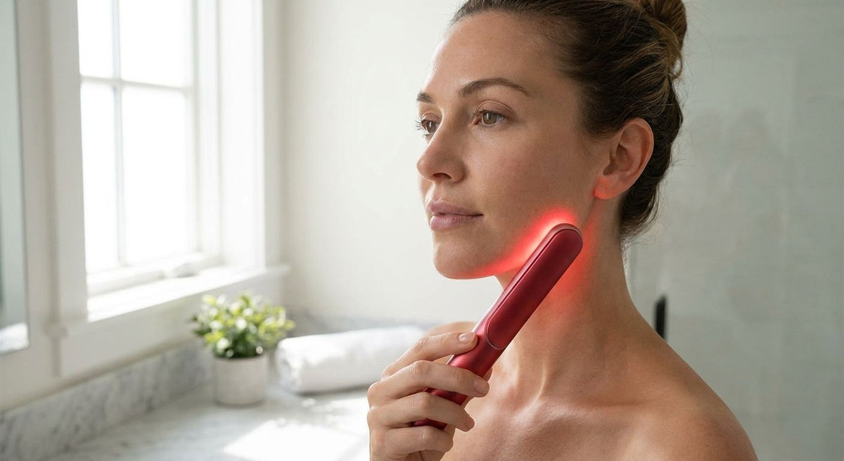 How to use a red light therapy wand for jawline sculpting