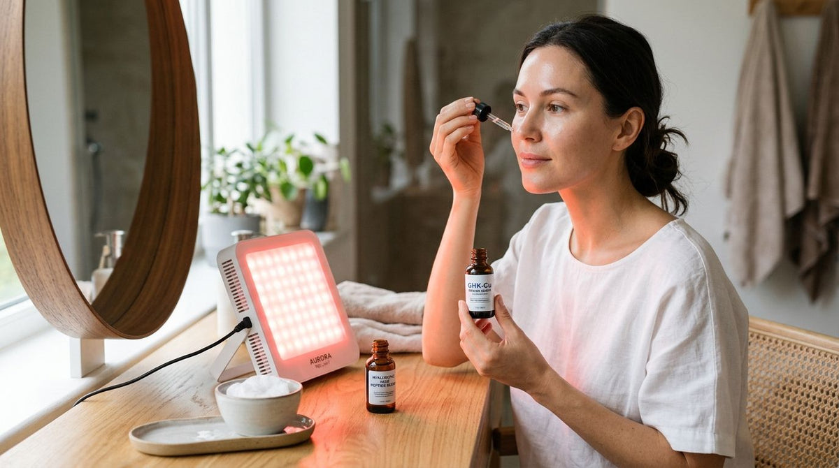 How to stack red light therapy with peptide serums