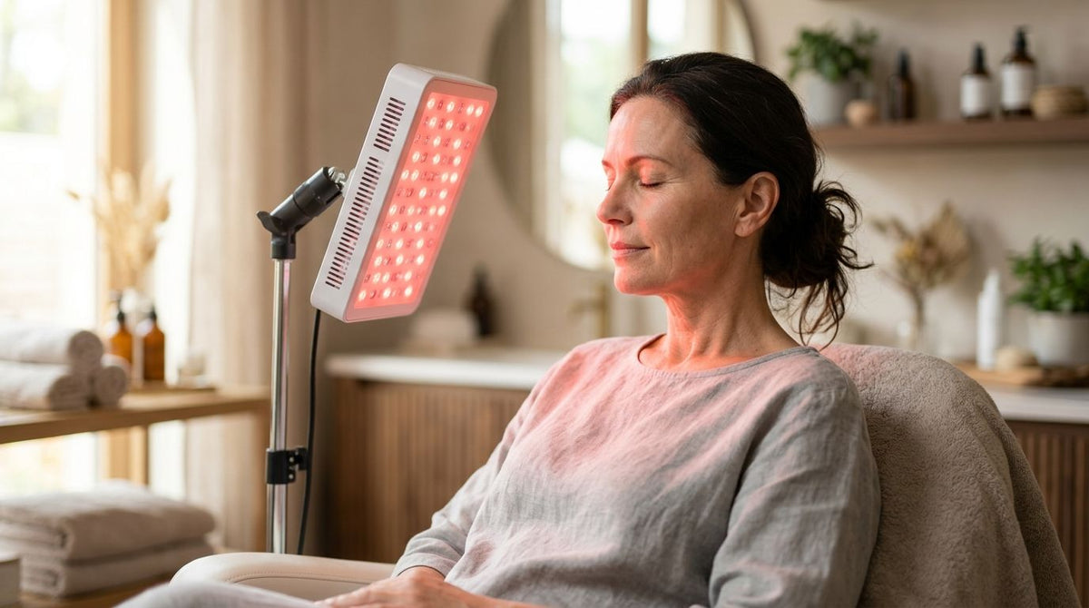 Red light therapy for loose facial skin