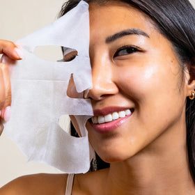 An image of a woman with a hydrating facial sheet mask on her face || 1 Pack