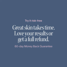 Text on a blue background reads: Try Solawave’s 4-in-1 Red Light Therapy Wand & Activating Serum Kit risk-free to target dark spots and fine lines. Love your results or get a full refund with our 60-day Money Back Guarantee.