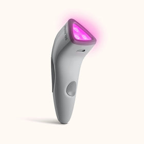 Handheld bye acne with pink light on a white background, featuring a 'Buy 1 Get 1 Free' offer. || Charcoal
